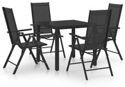 vidaXL Set de masă pentru grădină, 5 piese, negru, aluminiu
