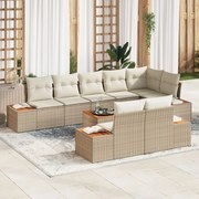 vidaXL Set de canapele pentru grădină cu pernă 9 pcs Bej Rattan poli
