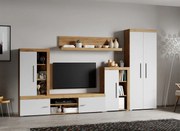 Set Mobilier Living Alb cu Stejar Auriu Sam-C16