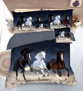 Lenjerie de pat 3D Cai, 7 piese