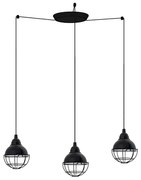 Lustra cu 3 Pendule design industrial Claire negru