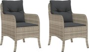 vidaXL Fotolii de grădină cu perne, 2 buc., gri deschis, poliratan