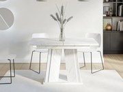 Masă sufragerie extensibilă Ledysa (Marmură Alb + lucios Alb) (pentru 2-6 persoane). 1105397