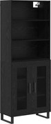 vidaXL Bufet Stejar Negru 69,5 x 34 x 180 cm Lemn compozit