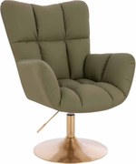 HR650N Scaun Khaki Piele Ecologica Premium Soft cu Bază Aurie