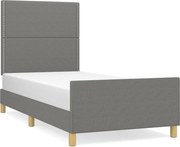 vidaXL Cadru de pat fără saltea, gri închis, 100x200 cm, textil