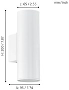 Eglo 94101 - Corp de iluminat LED exterior RIGA 2xGU10/3W/230V