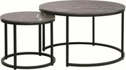 Set 2 masute cafea DION, negru cu efect de marmura/negru, PAL laminat/