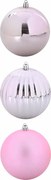 vidaXL Set de globuri de Crăciun XXL 3 pcs Roz Plastic