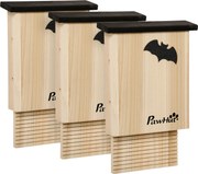 PawHut Set de 3 Adăposturi pentru Liliac din Lemn de Brad pentru Exterior, 25x6x37.5 cm, Lemn Natural | Aosom Romania