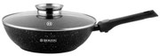 Tigaie wok cu capac marmorata, 28 cm Herzog HR 3617