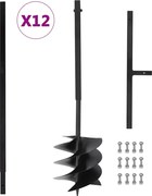 vidaXL Burghiu de pământ cu mâner 250 mm, tub extensibil la 12 m, oțel