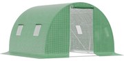 Outsunny Sera de gradina si legume cu protectie din PE, Sera pentru plante cu usa si ferestre cu strangere tip rulou, 3x3x2m, verde | Aosom Romania