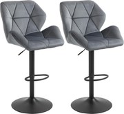 HOMCOM Set de 2 Scaune de Bar Sau Bucătărie cu Design Geometric, Gri | Aosom Romania