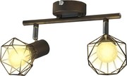 vidaXL Aplice perete cadru sârmă, stil industrial, negru, 2 becuri LED