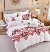 Lenjerie de Pat cu Elastic, Bumbac Tip Finet, 6 Piese, Pat 2 Persoane, Motiv Traditional