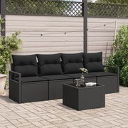 vidaXL Set de canapele pentru grădină 5 pcs Negru 55 x 55 x 37 cm