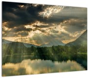 Tablou cu lac și soarele translucid (70x50 cm)