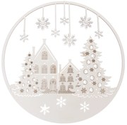 Decorațiune de Crăciun din lemn pentru perete Fulgi de zăpadă, 37 cm