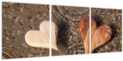 Tablou - Inimile din lemn (cu ceas) (90x30 cm)