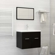 vidaXL Set mobilier de baie, 2 piese, negru, PAL