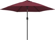 vidaXL Umbrelă de soare cu LED-uri și stâlp oțel, roșu bordo, 300 cm