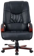 Scaun directorial din lemn masiv, piele PU Premium, Negru/Maro