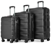 Set de 3 valiză BONTOUR „Wave”, valiză cu roți duble, neagră