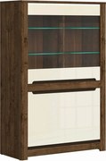 Vitrina RUSO, bej/stejar inchis, 104x46x159 cm