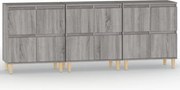 vidaXL Dulapuri, 3 buc, sonoma gri, 60x35x70 cm, lemn prelucrat