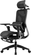 RESIGILAT- Scaun ergonomic, translatie sezut, cotiere 6D, tetiera 3D, suport lombar reglabil, pivotant, suport pentru picioare, Negru