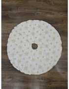 Covoraș alb de pus sub brad cu fulgi aurii 152cm