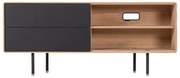 Comodă TV neagră/în culoare naturală din lemn de stejar 150x64 cm Fina – Gazzda