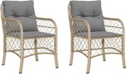 vidaXL Fotolii de grădină cu perne, 2 buc., bej combinat, poliratan
