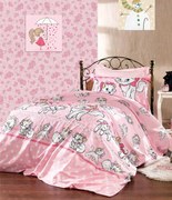 Lenjerie de pat copii Pisica Marie roz /160x200 cm dimensiune standard