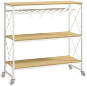 HOMCOM Cărucior Multifuncțional cu 4 Nivele cu Suport pentru Sticle și 5 Cârlige Detașabile | Aosom Romania