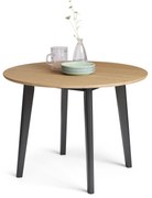 MAZZONI EXPORT ROXY Stejar natural/cadru negru - MASĂ ROTUNDĂ DE LEMN PENTRU BUCĂTĂRIE/SUFRAGERIE RETRO
