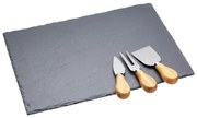 Set cuțite brânzeturi și tocător din ardezie Master Class, 35 x 25 cm