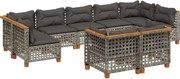 vidaXL Set canapele de grădină, 9 piese, cu perne, gri, poliratan