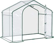 Outsunny Sera Cabina Portabila 6' x 3' x 6', Folie PE, Sera de Gradina cu Cadru de Otel, Usa cu Fermoar, Aerisire Superioara, pentru Flori, Legume, Puieti, Plante Tropicale, Verde | Aosom Romania