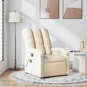 vidaXL Fotoliu rabatabil de masaj, crem, material textil