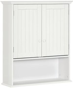 kleankin Dulap de Baie Suspendat cu Dulăpior, 2 Uși cu Închidere Magnetică și Raft Deschis, 60x20x70.5 cm, Alb | Aosom Romania