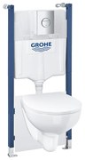 Set rezervor WC Grohe Solido 6 in 1 si clapeta crom Sail plus vas WC Bau Ceramic cu capac slim softclose