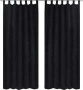 vidaXL Draperii micro-satin cu bride, 2 buc, 140 x 225 cm, negru