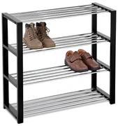 Raft pentru pantofi 4 niveluri negru/crom, 81x 30 x 73 cm, 4 etaje