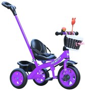 Tricicleta cu pedale pentru copii 2-5 ani, cu maner parental detasabil, Mov