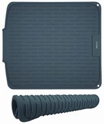 Uscator de vase din silicon KH 1905, 46x40 cm, Suprafata antiderapanta, Marginea de scurgere, Rulare, Gri