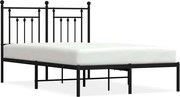 vidaXL Cadru de pat metalic cu tăblie, negru, 135x190 cm