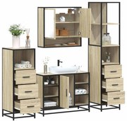 vidaXL Set de mobilier de baie din 4 piese din lemn de stejar Sonoma