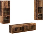 vidaXL Unitate TV de Perete Pe perete 6 pcs Lemn Vechi Lemn compozit